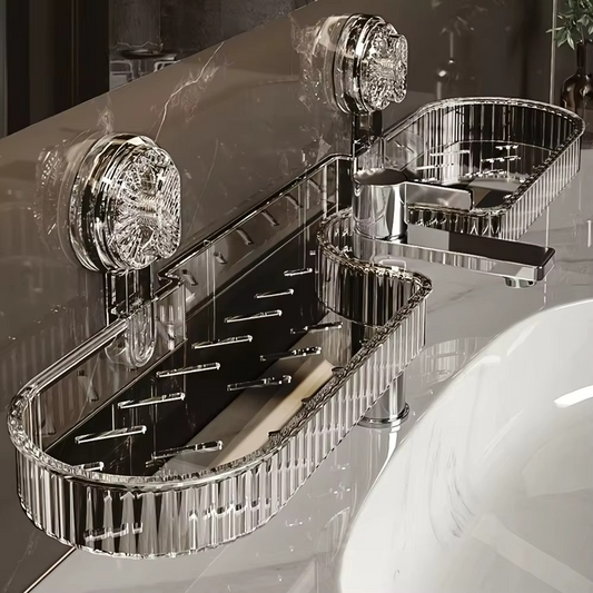 1-Piece Suction Cup Washbasin Storage Rack for Bathroom